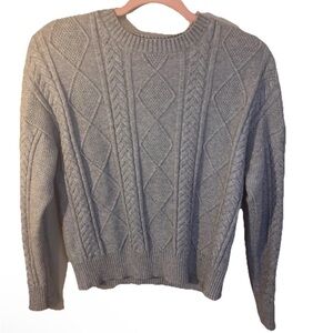 Philosophy Extra Soft Grey Cable Knit Sweater, Size M, Fishermen Style